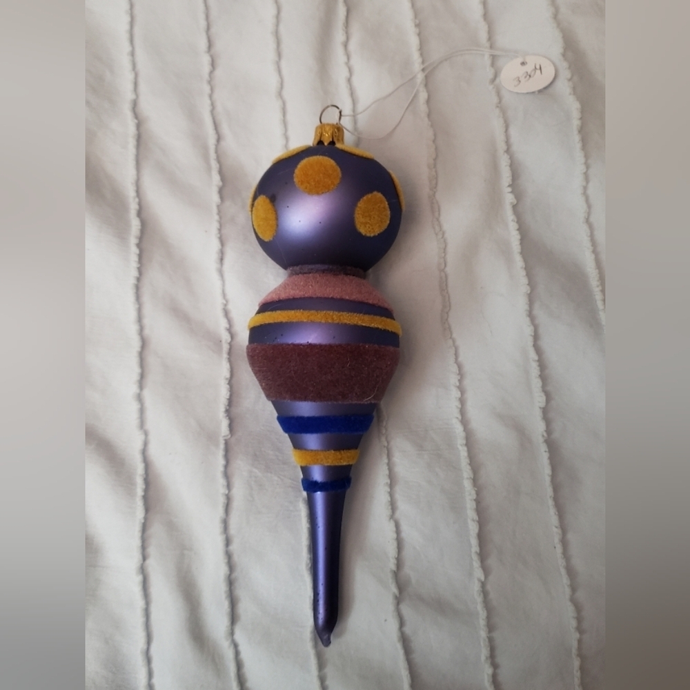 Purple and Gold Stripe Holiday Christmas Ornament